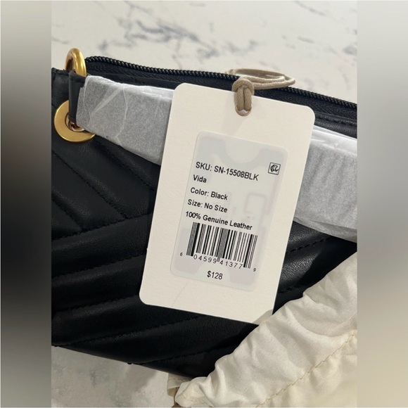 HOBO Black Leather Quilted Clutch with Gold Accents - Picture 2 of 6